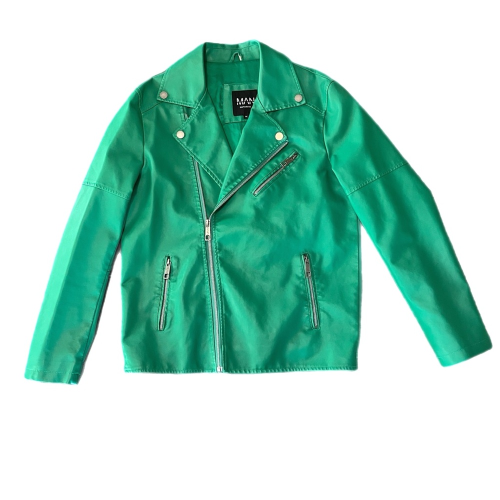 Mango Green Faux Leather Jacket
